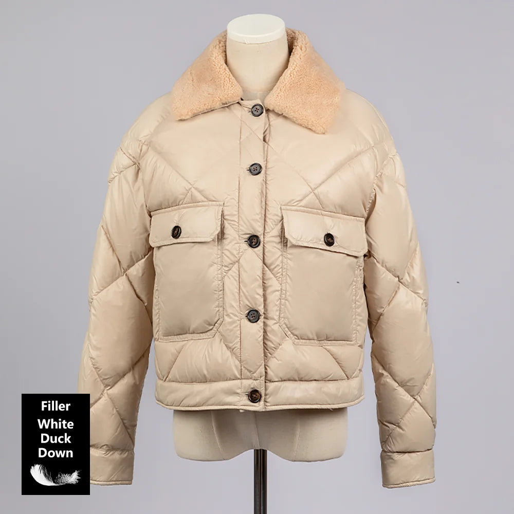 CA-42 High Quality Single Breasted Fur Collar 90% Duck Down Coat Clothes Women Down Coats For Winter Women's Down Coats