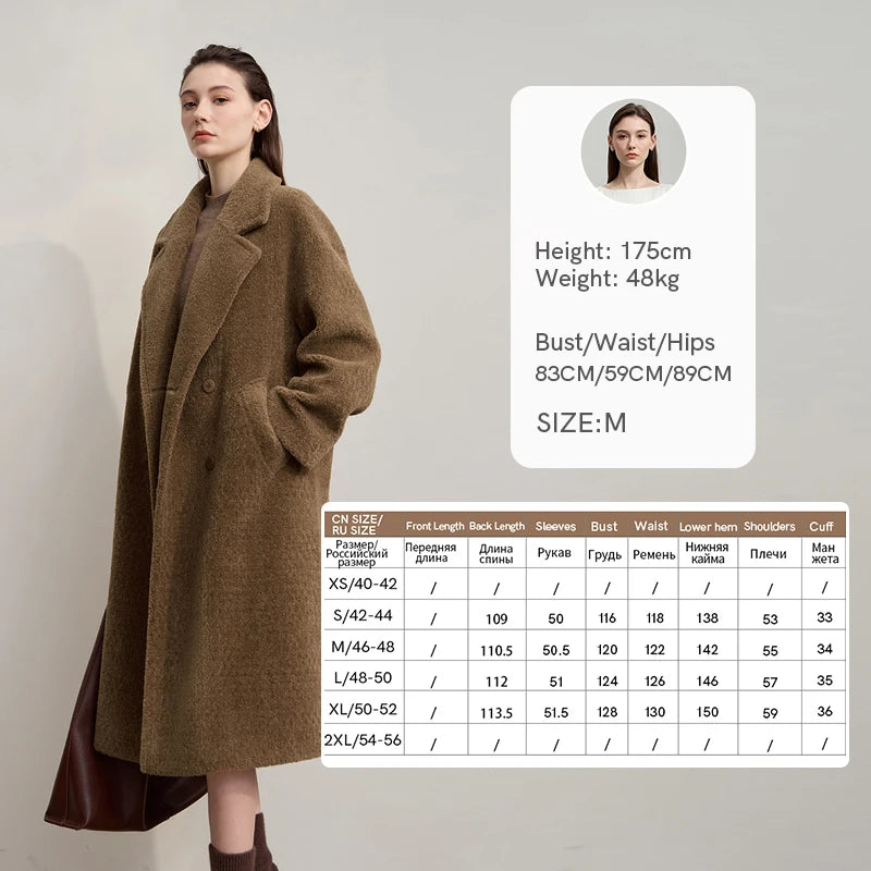 Amii 2025 Winter Minimalist Double-Breasted Women's Fur Coat – Loose, Warm & Elegant Long Jacket