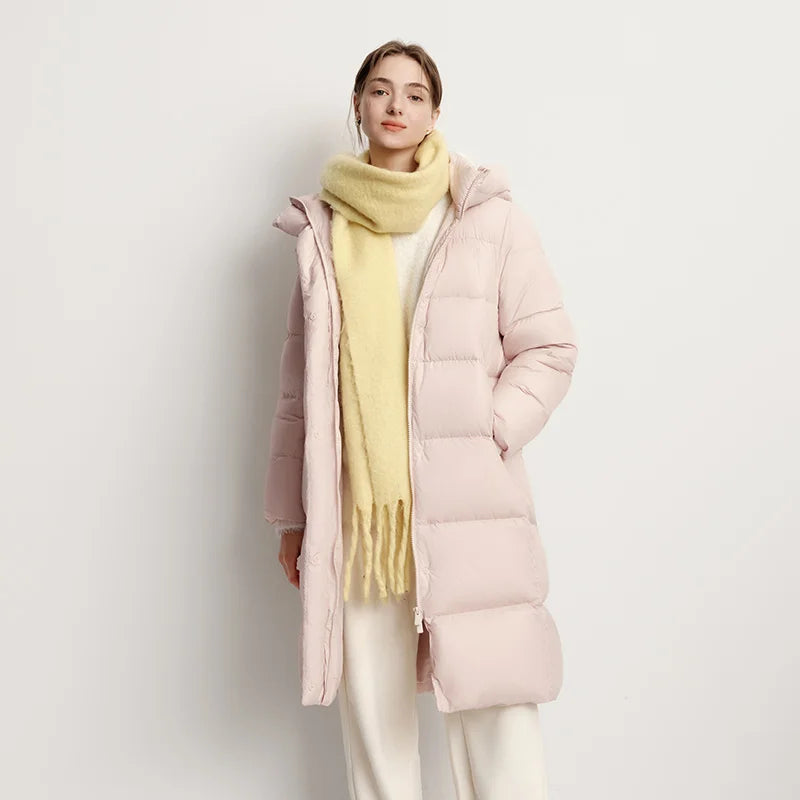 Semir Down Jacket Women Winter Long 90% Duck Down Waterproof Oil-proof Stain-proof 2025 New Solid Hooded winter woman clothes