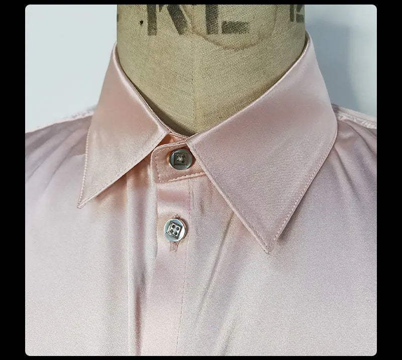 Multi color solid natural silk shirts short sleeve business shirt cheap chemise homm camiseta masculina vetement homme LT1498