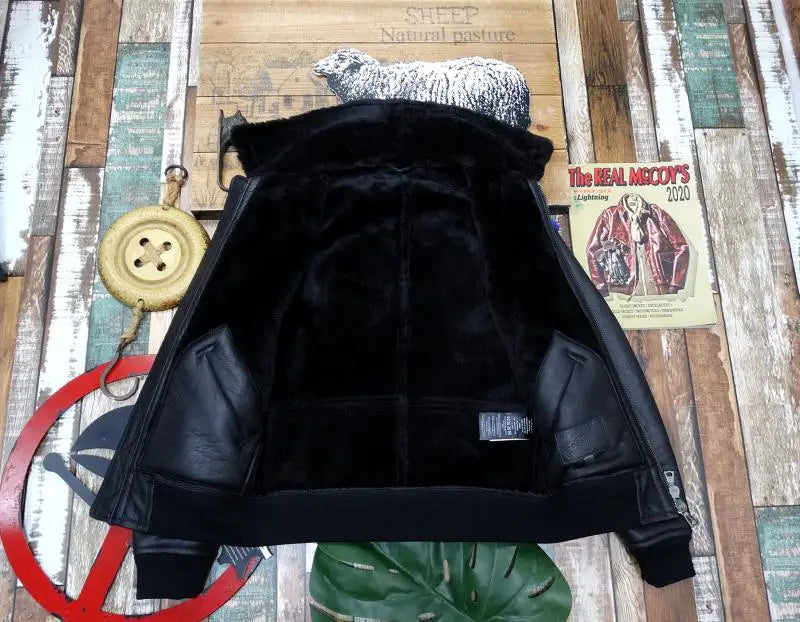AYUNSUE 2022 Genuine Sheepskin Winter Jacket Male Leather Jackets Black Warm Nature Real Sheep Fur Coat Men Clothes Veste Homme