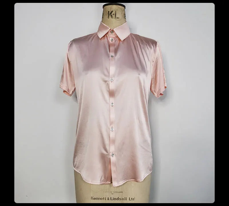 Multi color solid natural silk shirts short sleeve business shirt cheap chemise homm camiseta masculina vetement homme LT1498