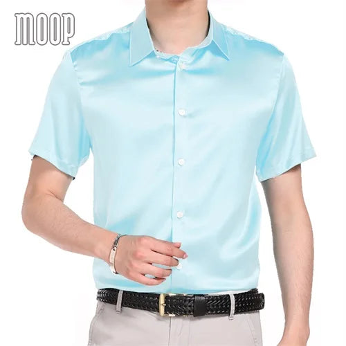 Multi color solid natural silk shirts short sleeve business shirt cheap chemise homm camiseta masculina vetement homme LT1498