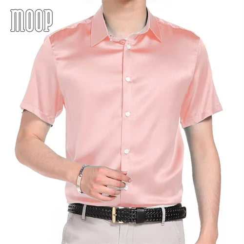 Multi color solid natural silk shirts short sleeve business shirt cheap chemise homm camiseta masculina vetement homme LT1498