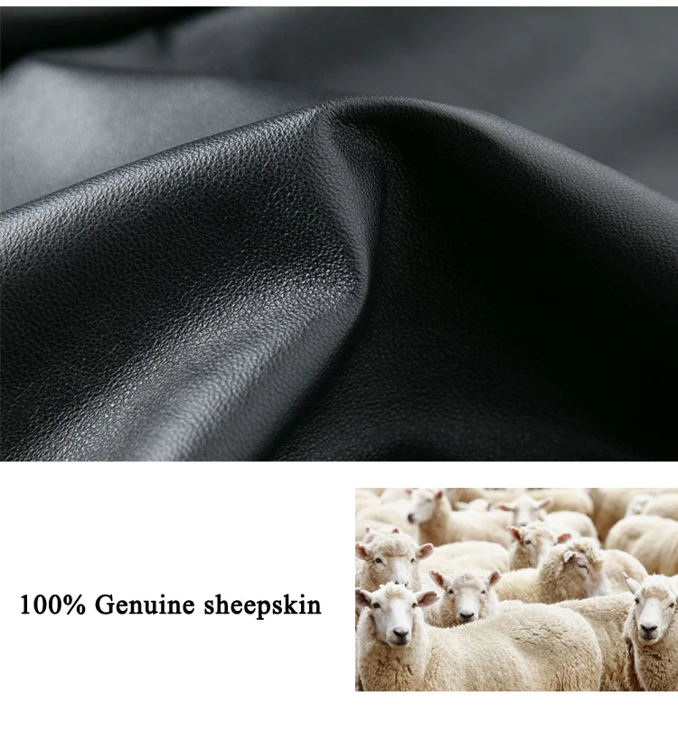 Leather Clothes for Women Streetwear 100% Sheepskin Sexy Split Simple Wrapped Slim Fit Long Jupe Sliver Fuchsia Cute Etek Kadın