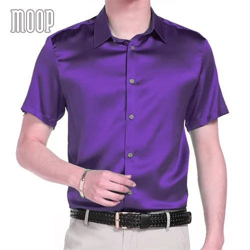 Multi color solid natural silk shirts short sleeve business shirt cheap chemise homm camiseta masculina vetement homme LT1498