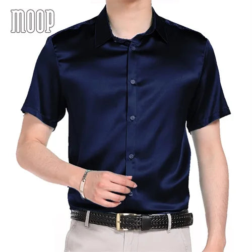 Multi color solid natural silk shirts short sleeve business shirt cheap chemise homm camiseta masculina vetement homme LT1498