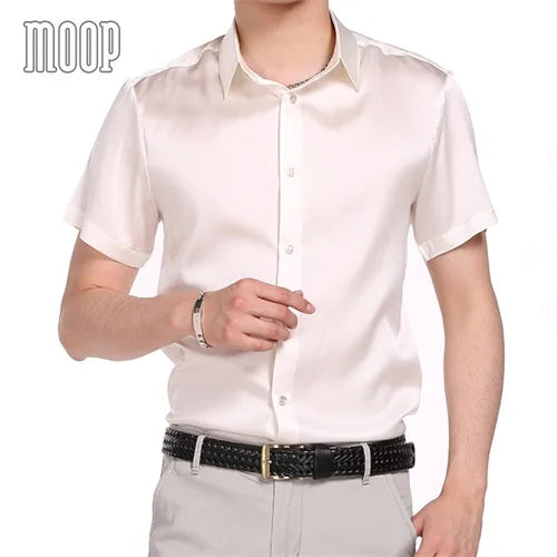 Multi color solid natural silk shirts short sleeve business shirt cheap chemise homm camiseta masculina vetement homme LT1498
