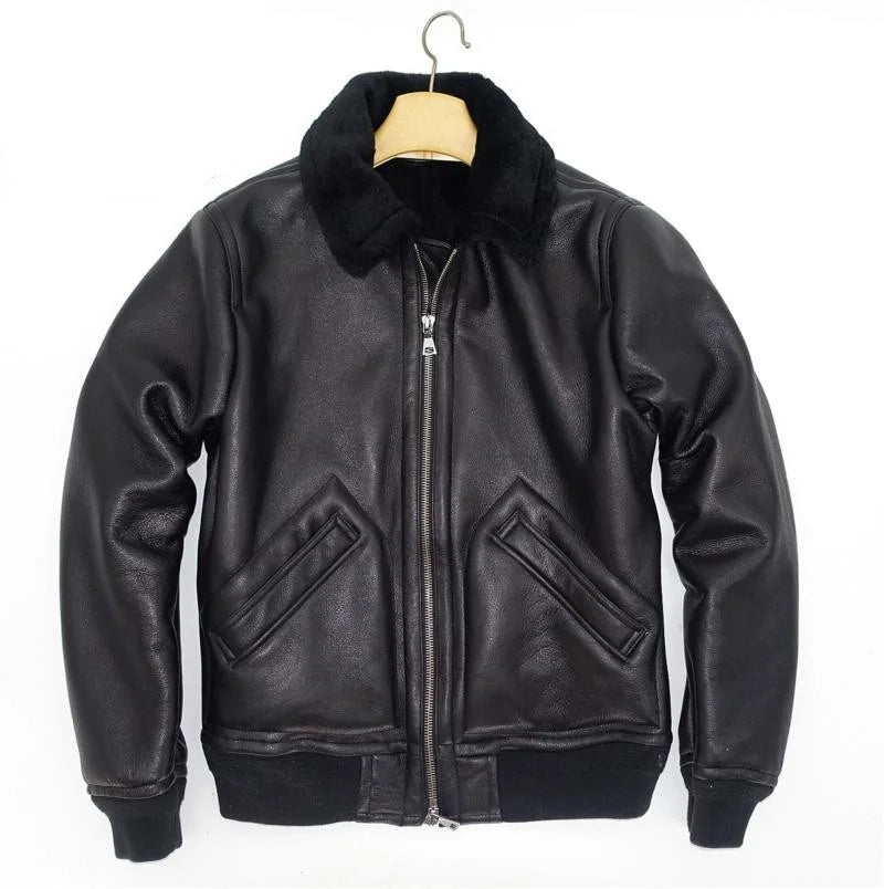 AYUNSUE 2022 Genuine Sheepskin Winter Jacket Male Leather Jackets Black Warm Nature Real Sheep Fur Coat Men Clothes Veste Homme