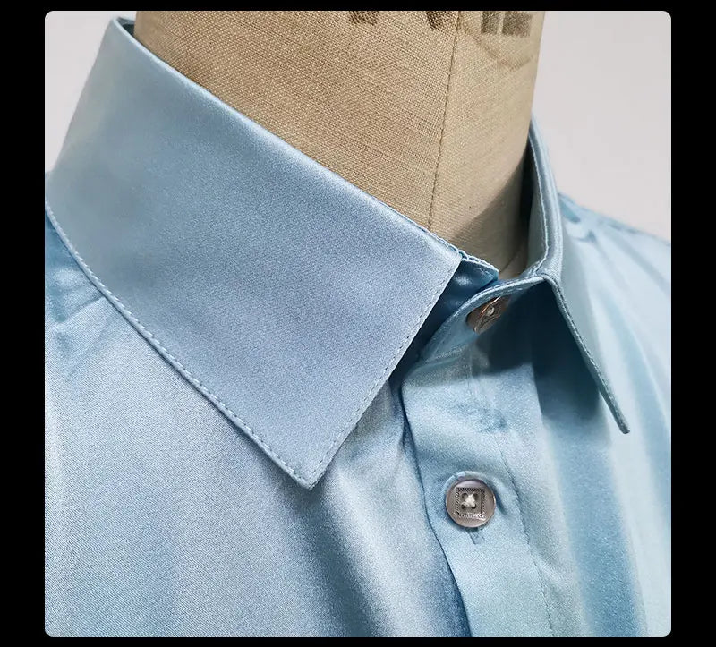 Multi color solid natural silk shirts short sleeve business shirt cheap chemise homm camiseta masculina vetement homme LT1498