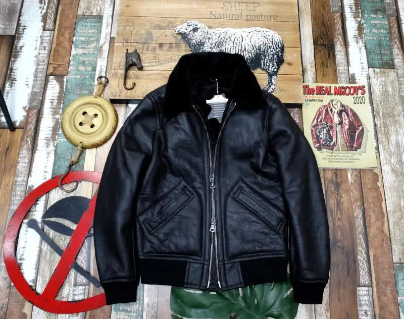 AYUNSUE 2022 Genuine Sheepskin Winter Jacket Male Leather Jackets Black Warm Nature Real Sheep Fur Coat Men Clothes Veste Homme