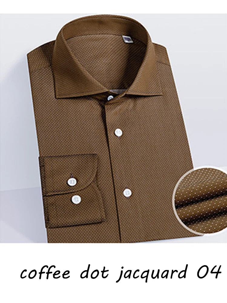 Luxury Dark Brown Chalk Stripe Shirt for Men – Tailor-Made Cotton Business Dress Shirt