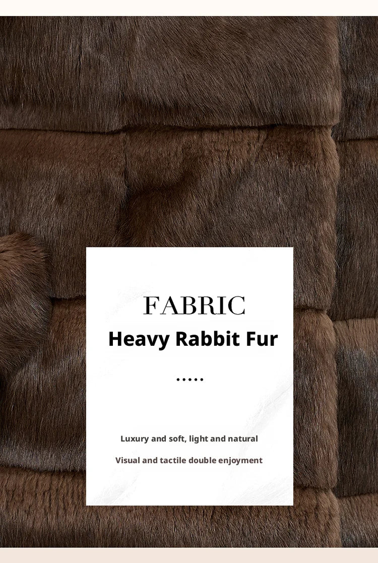 2025 Women's 100% Natural Rabbit Fur Jacket – Elegant and Warm Luxury Winter Outerwear