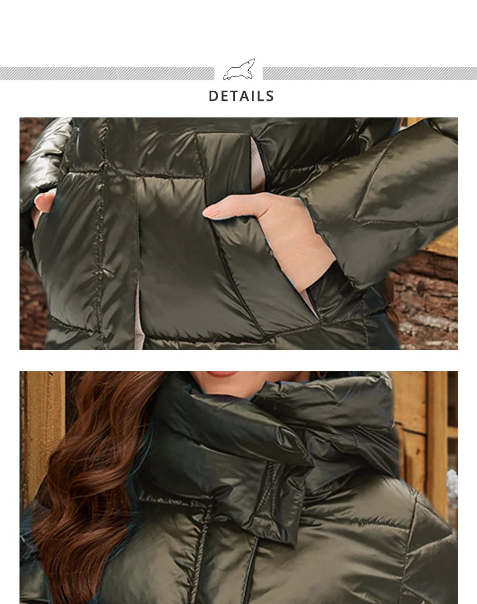 ICEbear 2024 Winter Fashionable Jacket Women's Hooded Warm Parkas Puffer Jackets Hight Quality Female Quilted Coat  GWD20155D