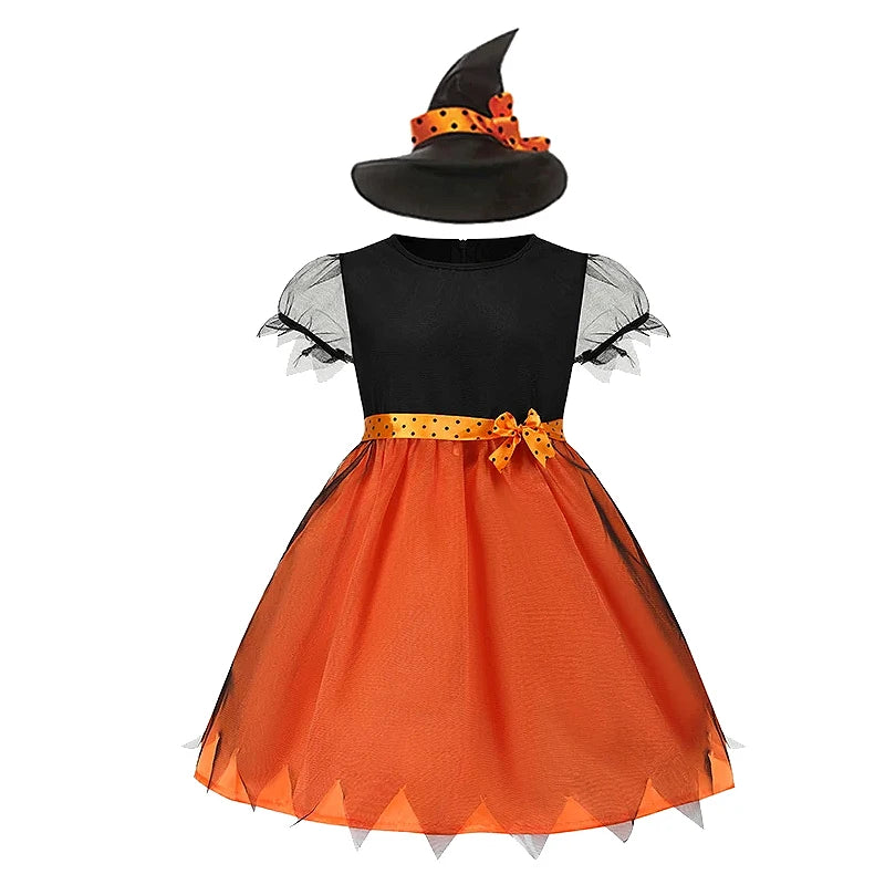 6 Styles Girls Halloween Witch Costume Kids Cosplay Bat Ghost Bride Little Red Riding Hood Dress Kids Carnival Party Clothes