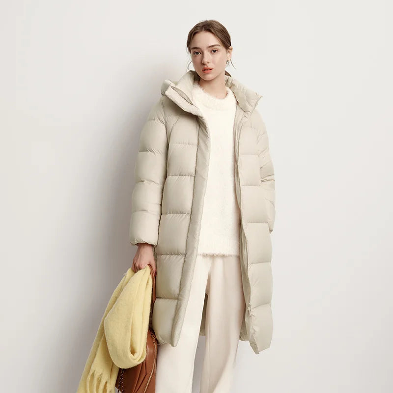 Semir Down Jacket Women Winter Long 90% Duck Down Waterproof Oil-proof Stain-proof 2025 New Solid Hooded winter woman clothes