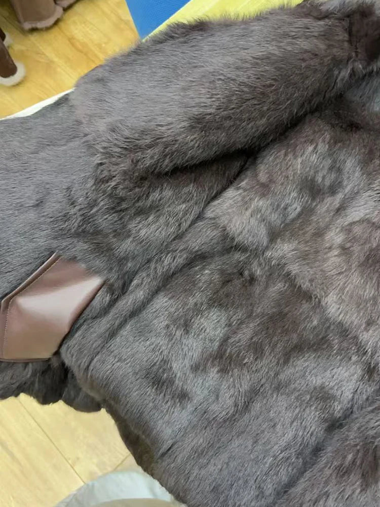 Women's Winter Jacket 2025 New Hot Natural Real Rabbit Fur Parka Coat Luxury Female With Warm Outerwears Fashion Trend Clothes