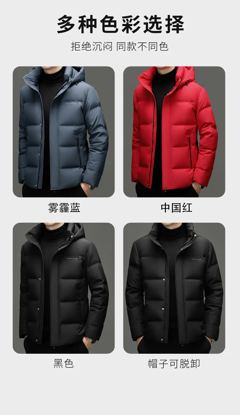 Real 85% Goose Down Jacket Men 2025 Winter Warm Puffer Coat Luxury Hood Thermal Outdoor Jacket Goose Down Parkas Zipper Clothes