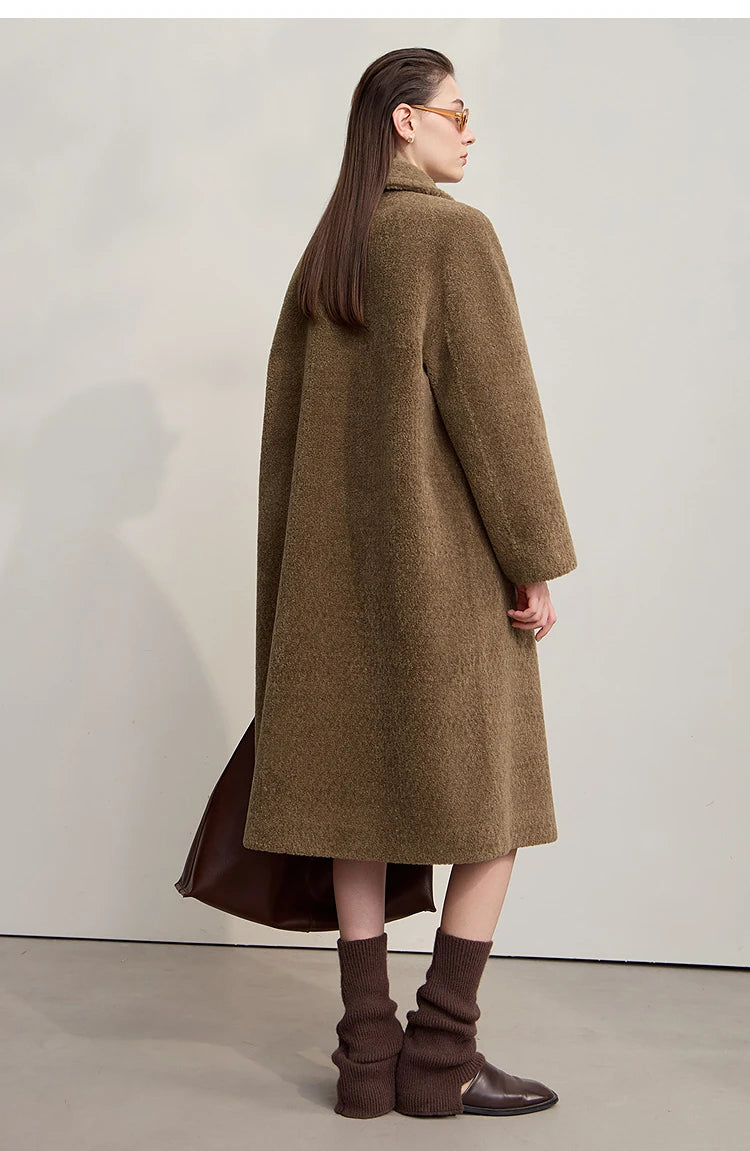 Amii 2025 Winter Minimalist Double-Breasted Women's Fur Coat – Loose, Warm & Elegant Long Jacket