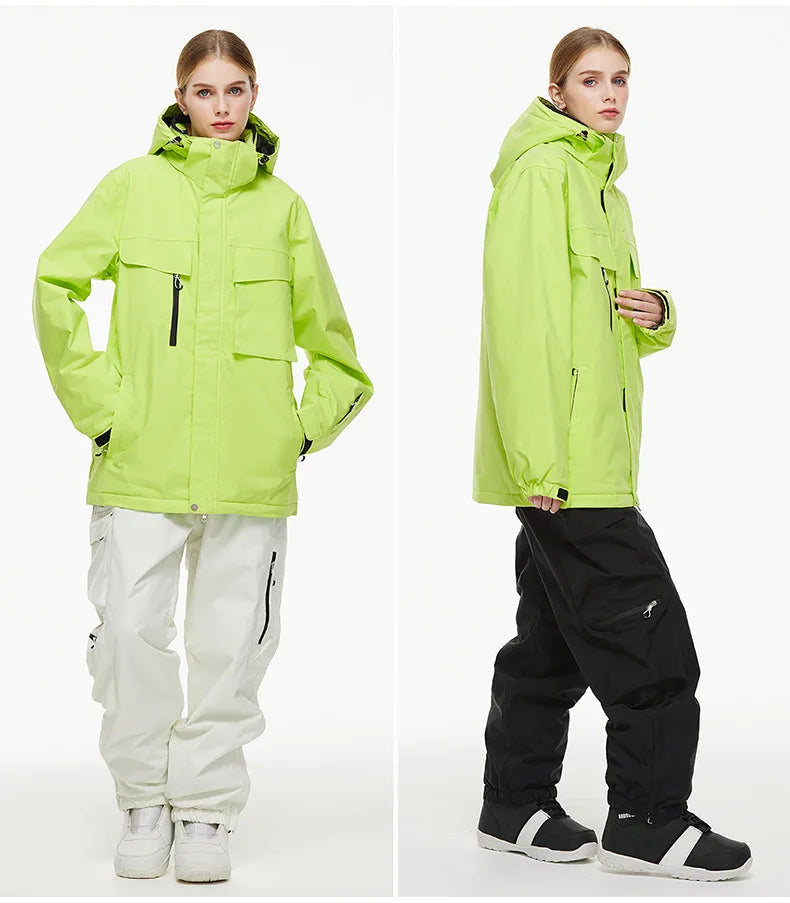 New Men Women Snow Clothes Snowboarding Suit Winter Windproof Waterproof Warm Ski Suit for Couple Jacket Pants Set Multi Color