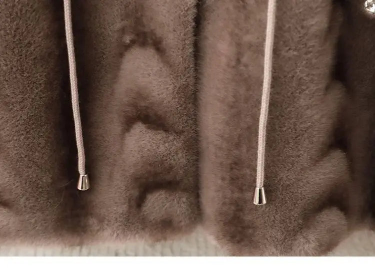 Faux Fur Coat for Women,Covered Button Jacket,Adjustable Waist,High Quality,Turn-down Collar Overcoat,Female Clothes,New,Winter