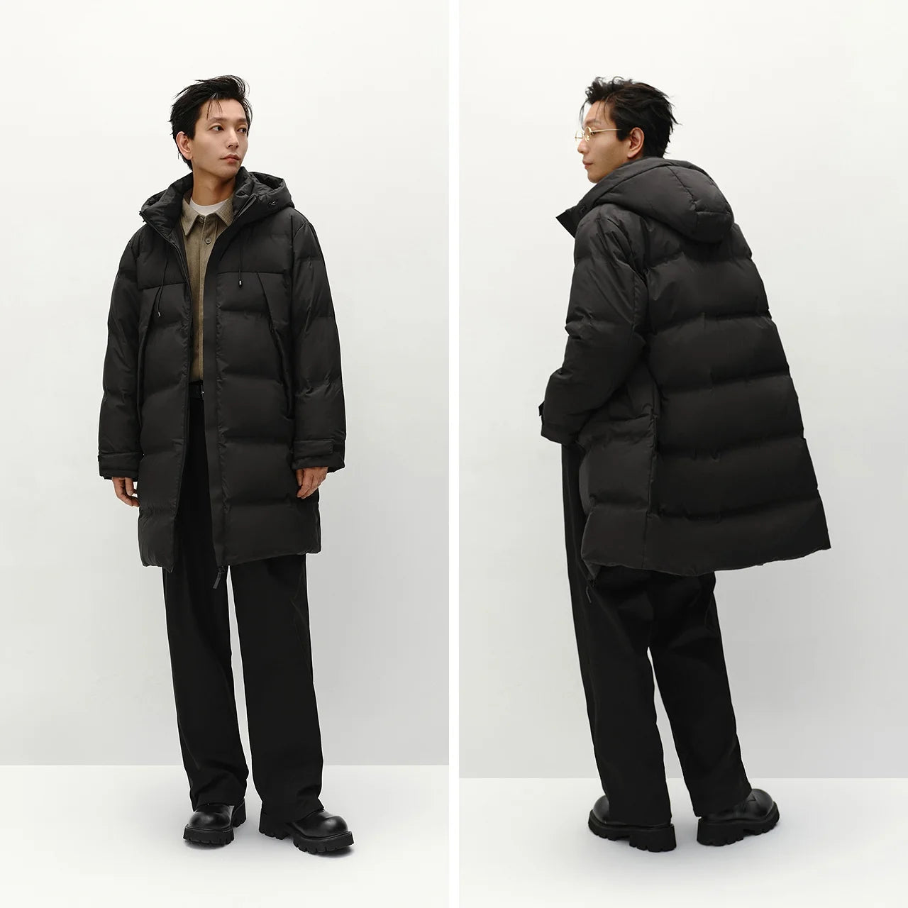 Semir Down Jacket Men Long Hooded Loose Simple Versatile 2025 Winter Man Clothes Winter Outerwear