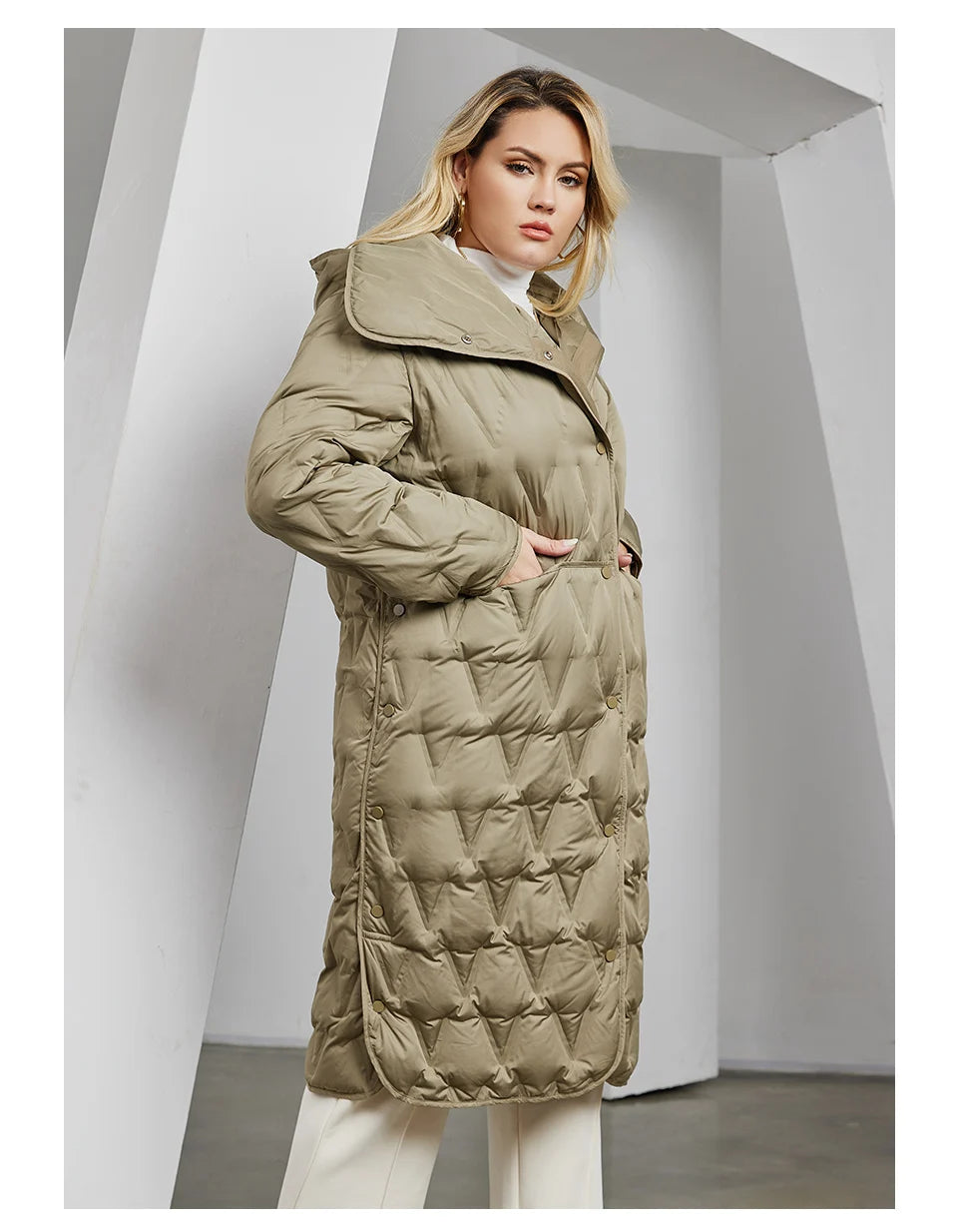 Astrid 2023 Plus Size Women's Winter Parka – Thick Bio Down Hooded Quilted Coat