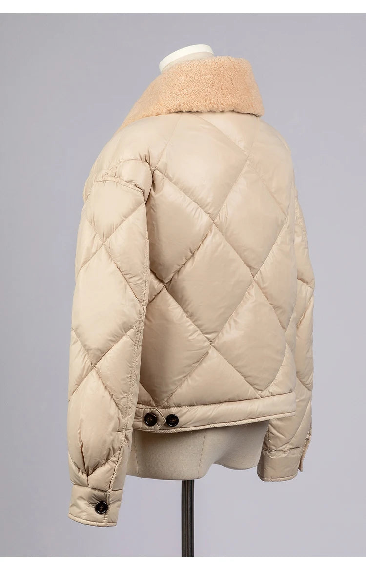 CA-42 High Quality Single Breasted Fur Collar 90% Duck Down Coat Clothes Women Down Coats For Winter Women's Down Coats