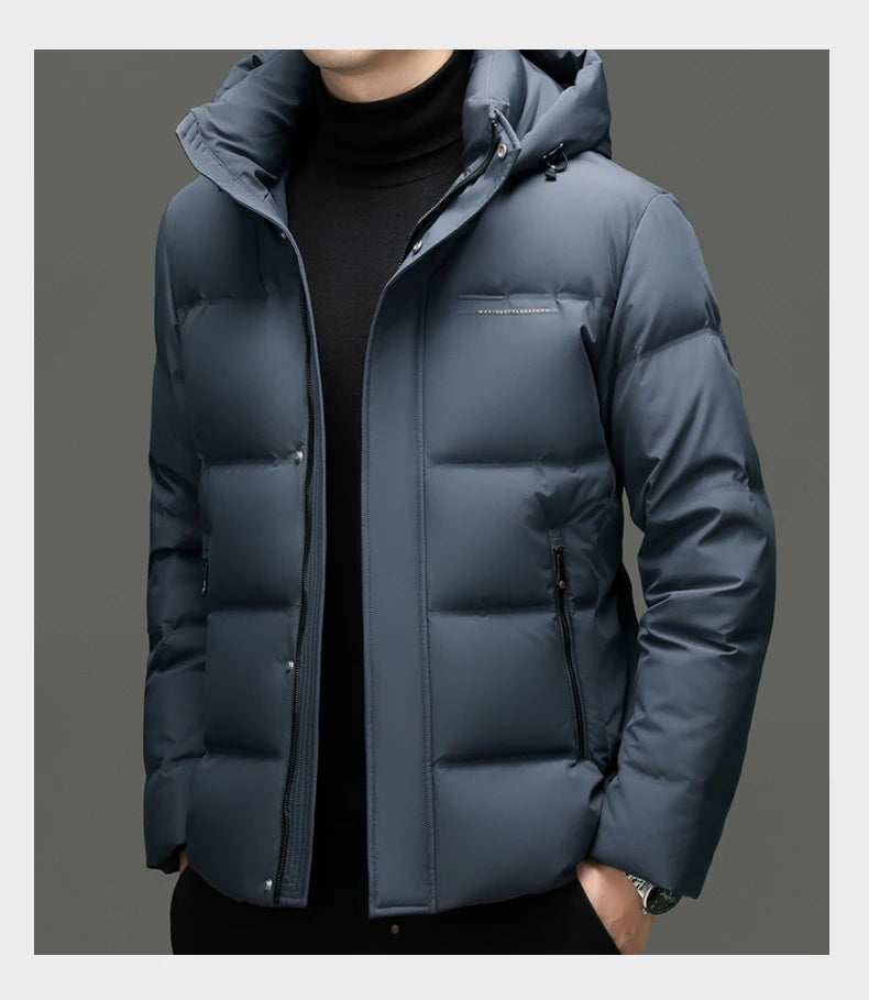 Real 85% Goose Down Jacket Men 2025 Winter Warm Puffer Coat Luxury Hood Thermal Outdoor Jacket Goose Down Parkas Zipper Clothes