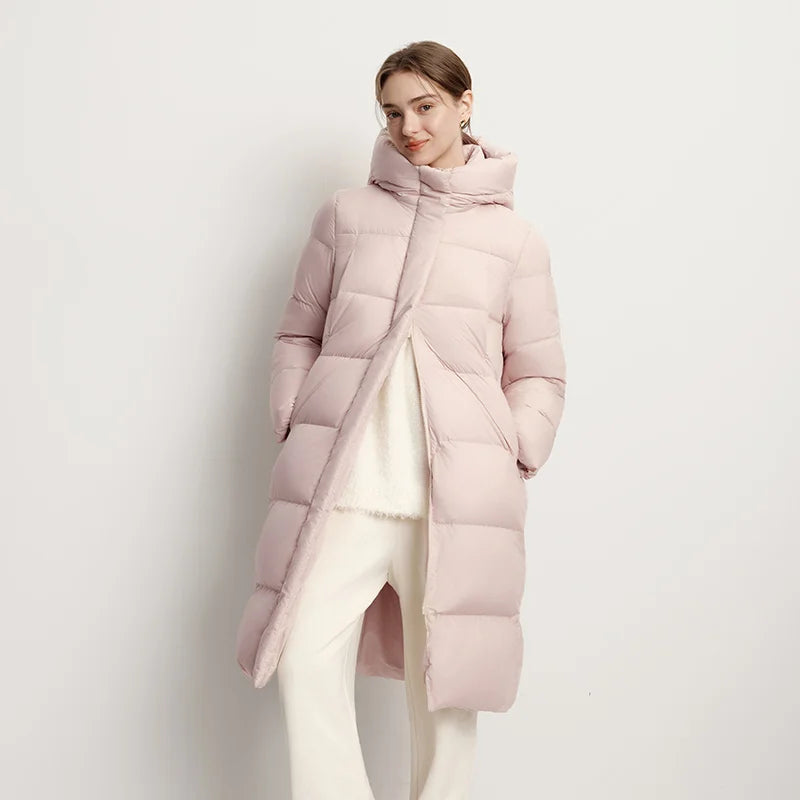 Semir Down Jacket Women Winter Long 90% Duck Down Waterproof Oil-proof Stain-proof 2025 New Solid Hooded winter woman clothes