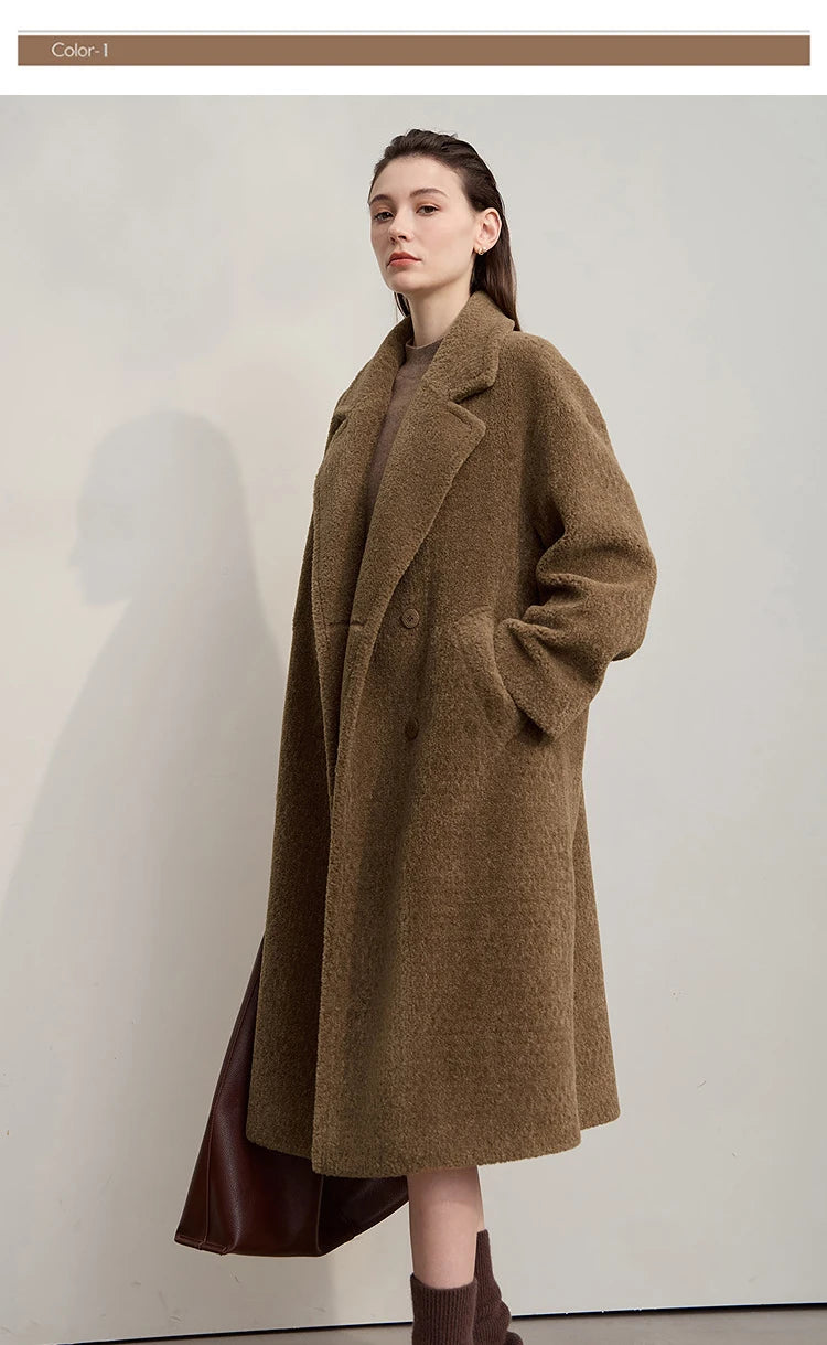 Amii 2025 Winter Minimalist Double-Breasted Women's Fur Coat – Loose, Warm & Elegant Long Jacket