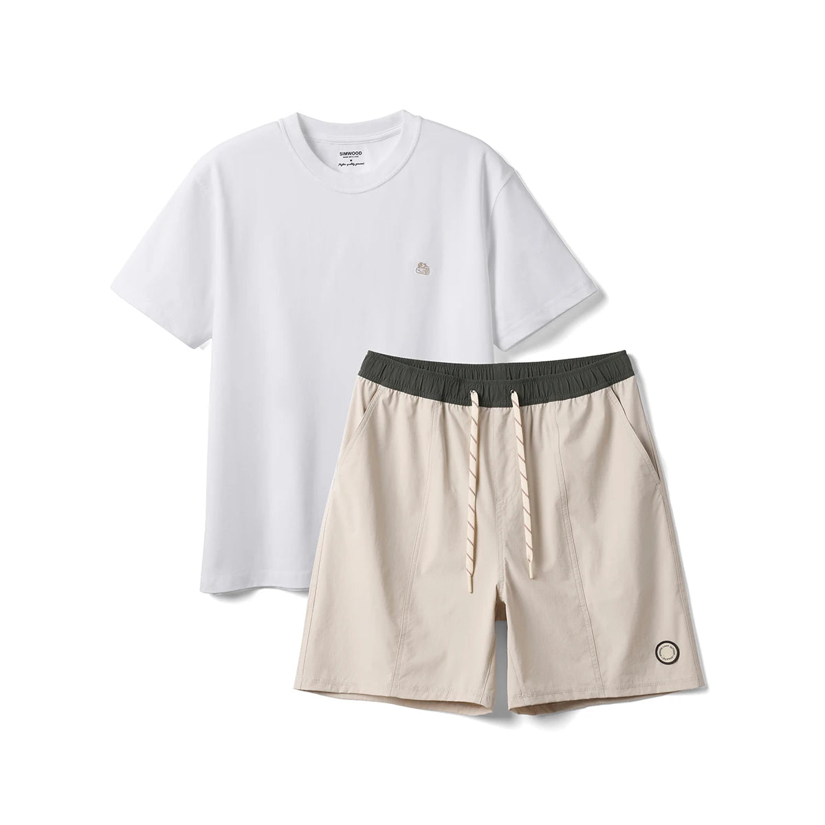 SIMWOOD 2025 Summer New  Men's T-Shirts and Shorts Set Summer Outfits Fashion Casual Short Sleeve Suit