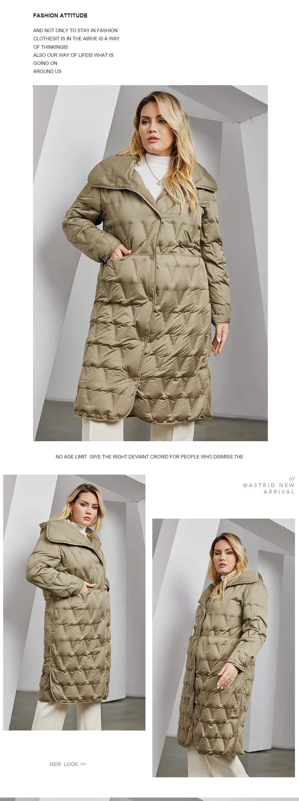 Astrid 2023 Plus Size Women's Winter Parka – Thick Bio Down Hooded Quilted Coat