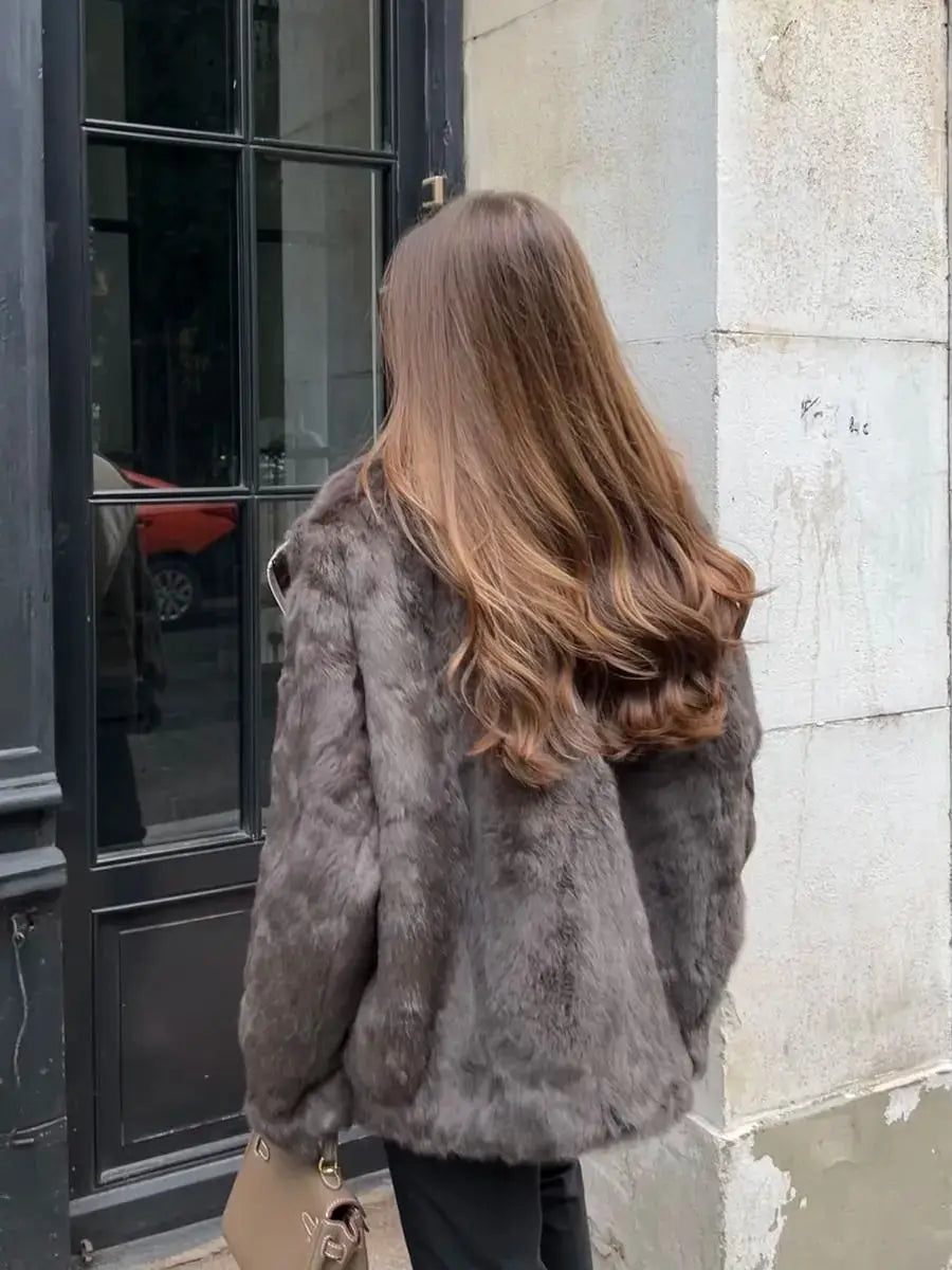 Women's Winter Jacket 2025 New Hot Natural Real Rabbit Fur Parka Coat Luxury Female With Warm Outerwears Fashion Trend Clothes
