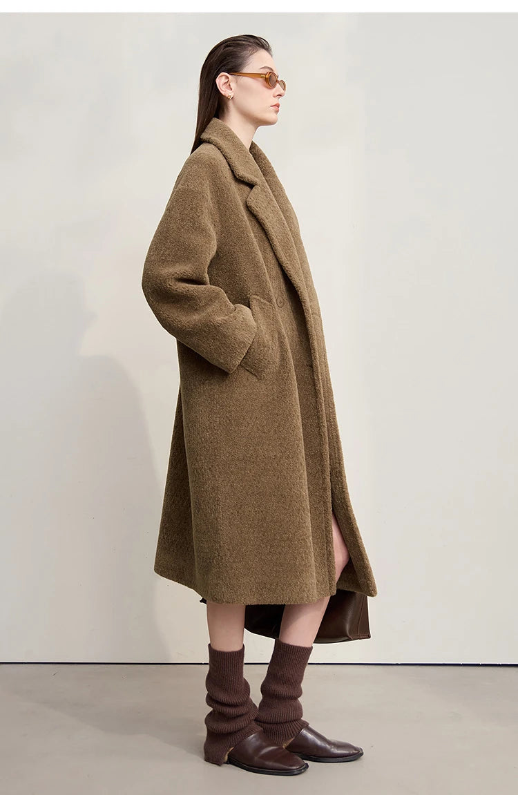 Amii 2025 Winter Minimalist Double-Breasted Women's Fur Coat – Loose, Warm & Elegant Long Jacket