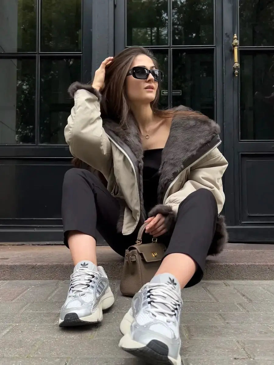 Women's Winter Jacket 2025 New Hot Natural Real Rabbit Fur Parka Coat Luxury Female With Warm Outerwears Fashion Trend Clothes