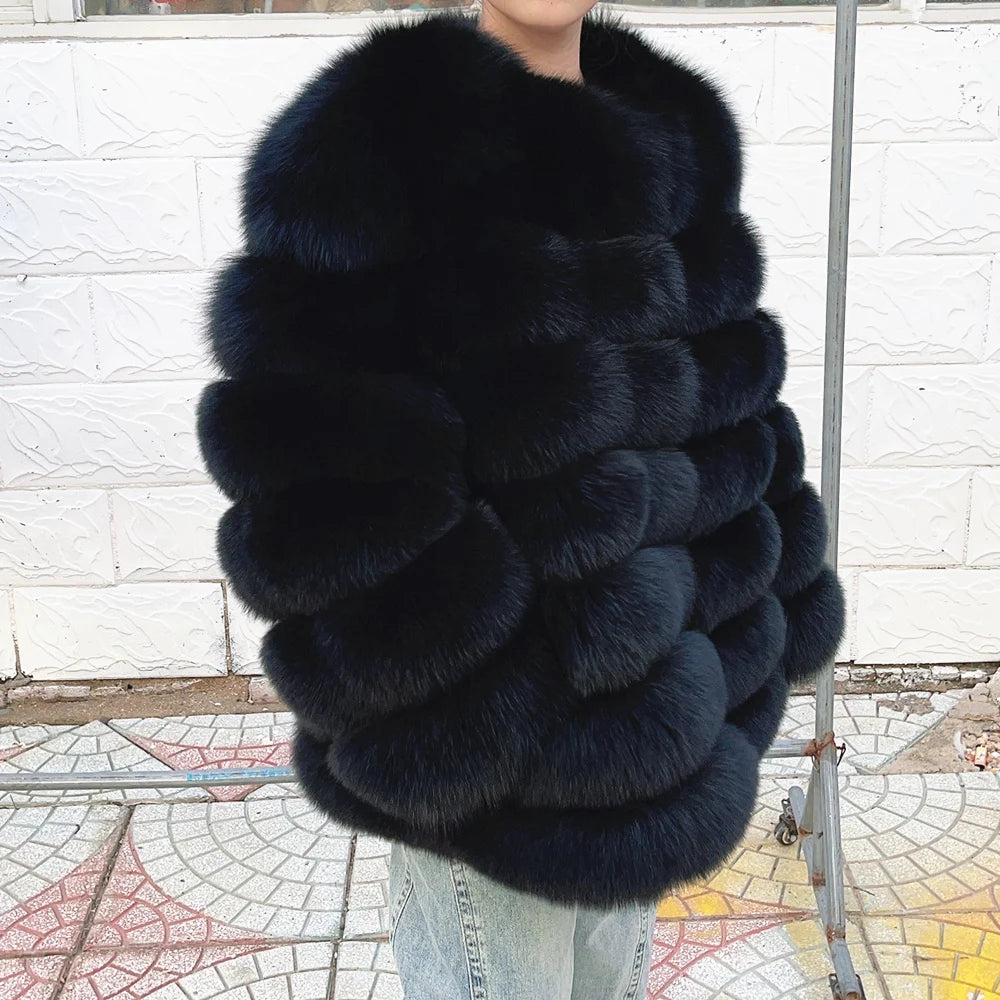 QUEENTINA Fox Fur 70cm Coat Real Winter Women'S New Fashion Furry 2025 Leather And Skin White Natural New In Coats & Jackets