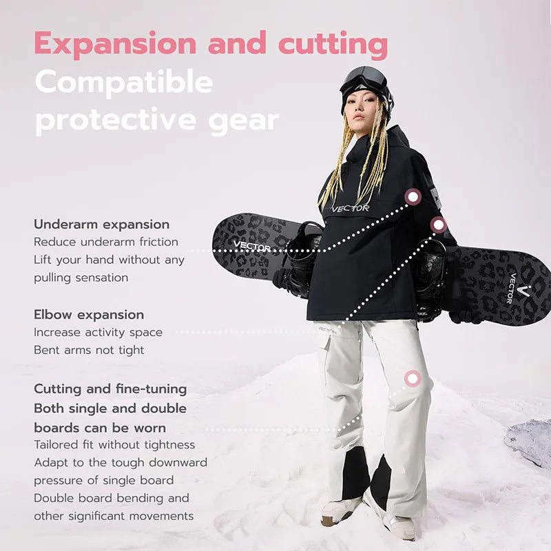 VECTOR Brand Adult Ski Wear Women Man Hooded Sweater Trend Ski Wear Thickened Warmth and Waterproof Equipment Jacket Women