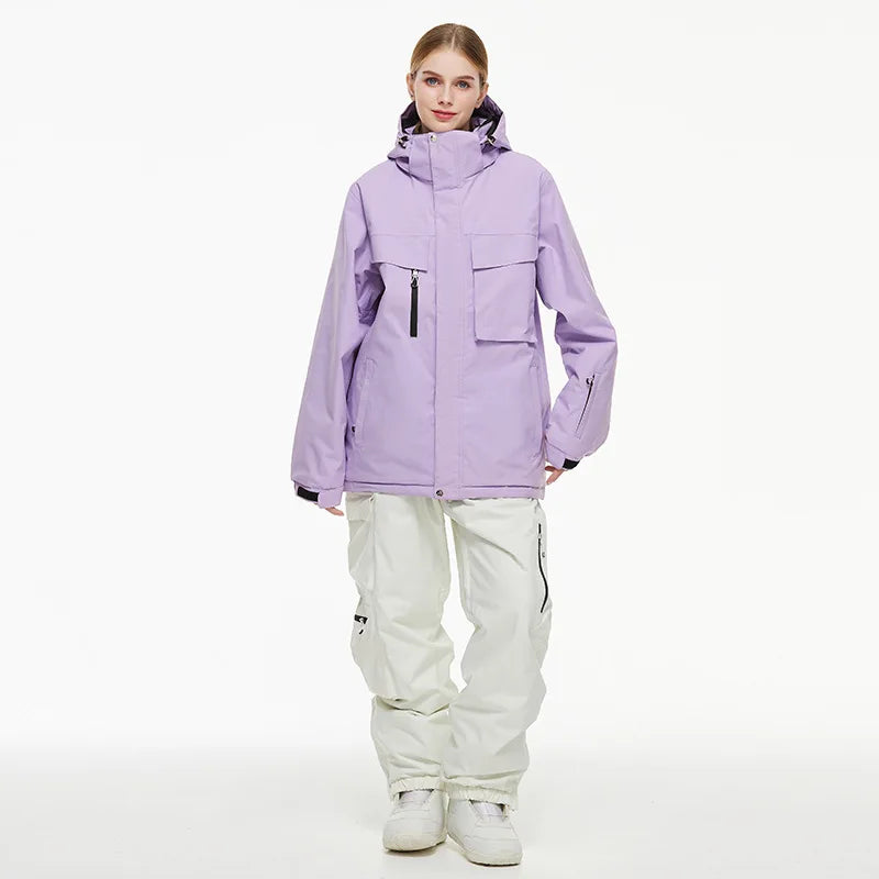 New Men Women Snow Clothes Snowboarding Suit Winter Windproof Waterproof Warm Ski Suit for Couple Jacket Pants Set Multi Color