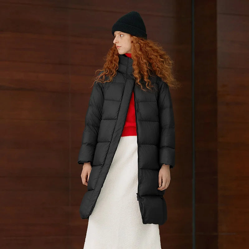 Semir Down Jacket Women Winter Long 90% Duck Down Waterproof Oil-proof Stain-proof 2025 New Solid Hooded winter woman clothes