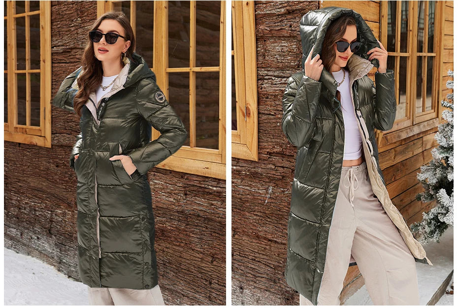 ICEbear 2024 Winter Fashionable Jacket Women's Hooded Warm Parkas Puffer Jackets Hight Quality Female Quilted Coat  GWD20155D