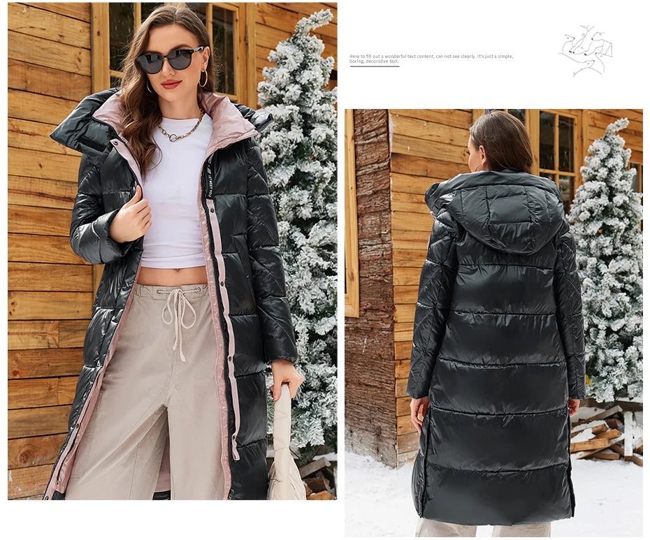 ICEbear 2024 Winter Fashionable Jacket Women's Hooded Warm Parkas Puffer Jackets Hight Quality Female Quilted Coat  GWD20155D