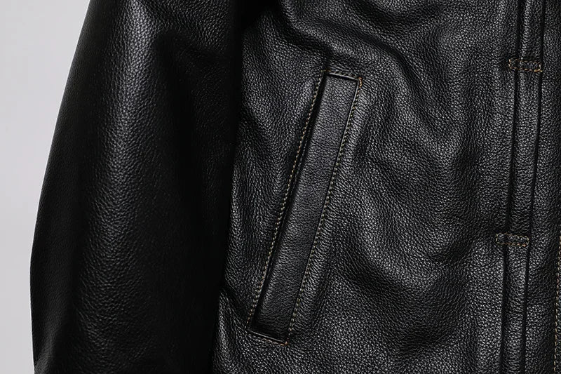 Classical 506 Denim Genuine Leather Jacket Man Casual Natural Cowhide Clothes Slim Fashion Coat High Quality Clothing