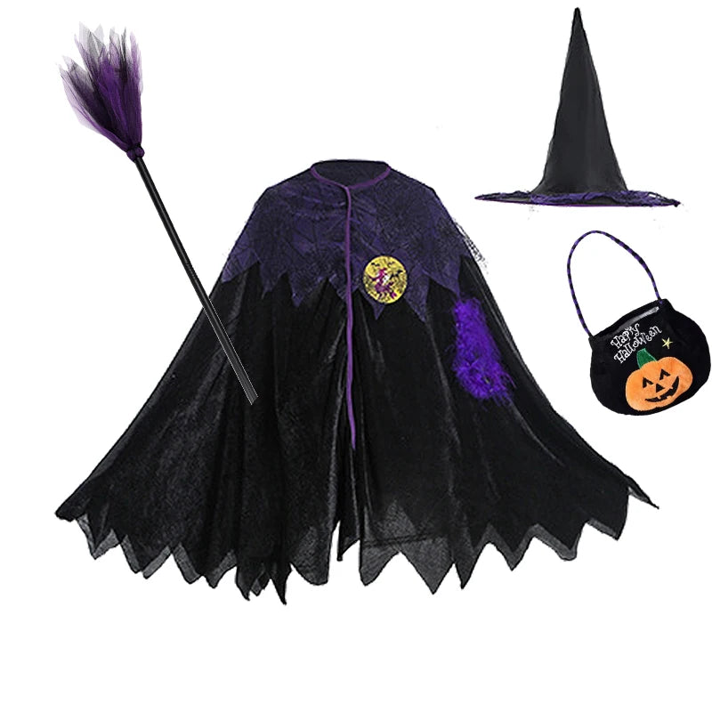 6 Styles Girls Halloween Witch Costume Kids Cosplay Bat Ghost Bride Little Red Riding Hood Dress Kids Carnival Party Clothes