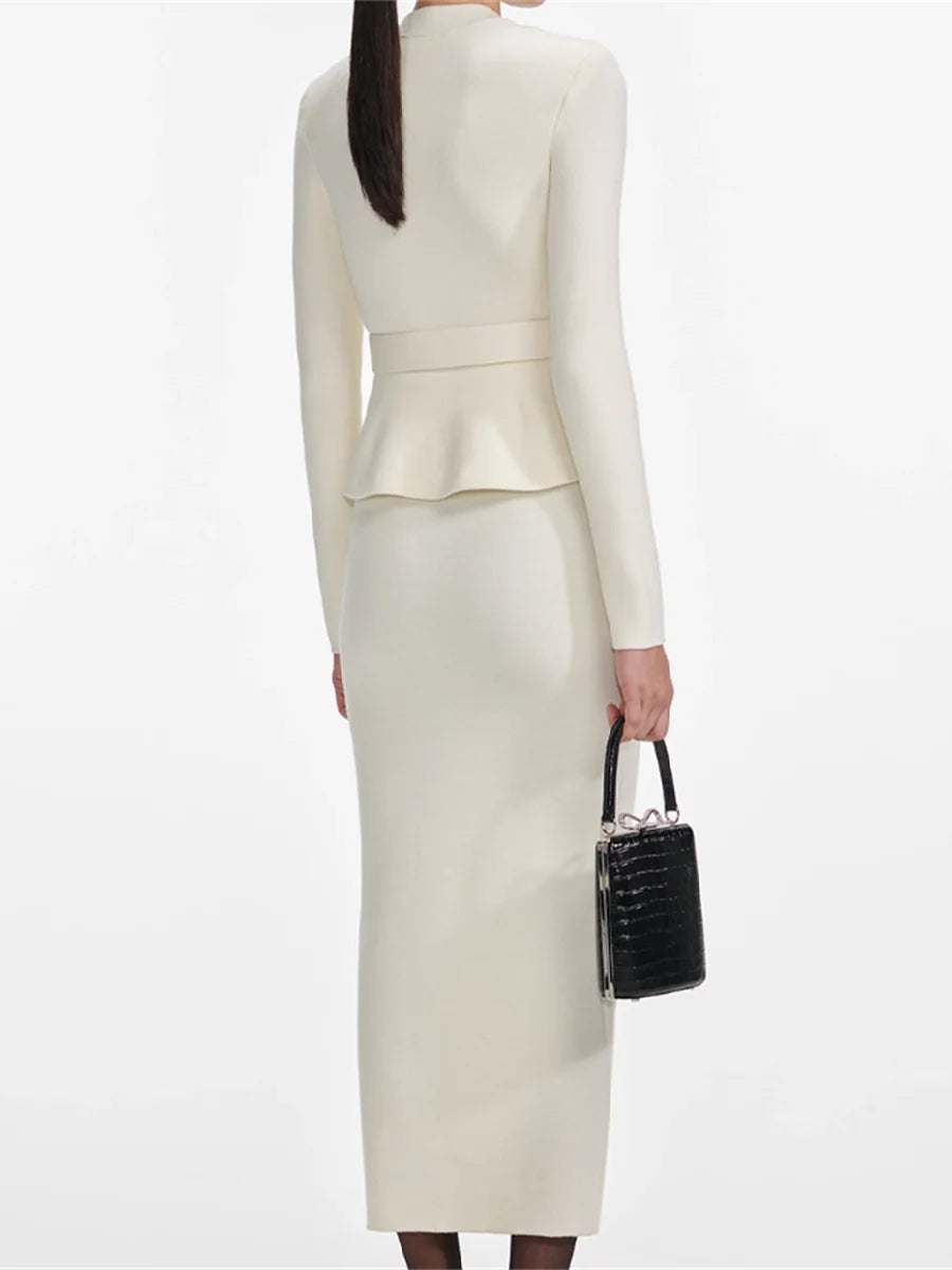 2025 Winter Women's Knitted Stretch Ruffled Corset Dress Elegant Ladies Dress y2k Clothes New Fashion High-Quality Party Skirt