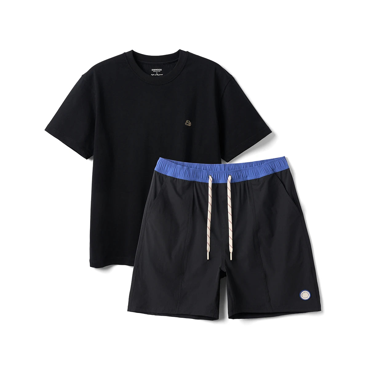 SIMWOOD 2025 Summer New  Men's T-Shirts and Shorts Set Summer Outfits Fashion Casual Short Sleeve Suit