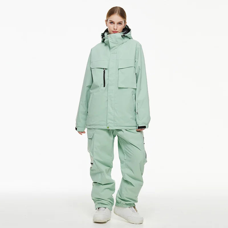 New Men Women Snow Clothes Snowboarding Suit Winter Windproof Waterproof Warm Ski Suit for Couple Jacket Pants Set Multi Color