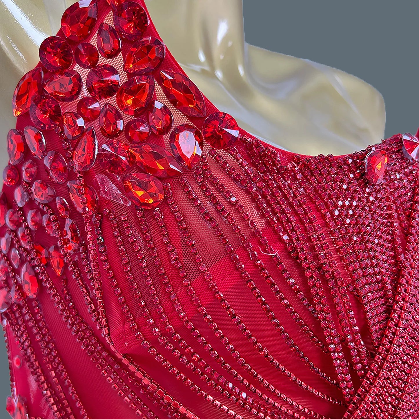 Bling Crystal Chain Diamonds Dress for Women Elastic Sexy Tassel Mini Dress Nightclub Show Wear Birthday Prom Dress Tassel Luoli