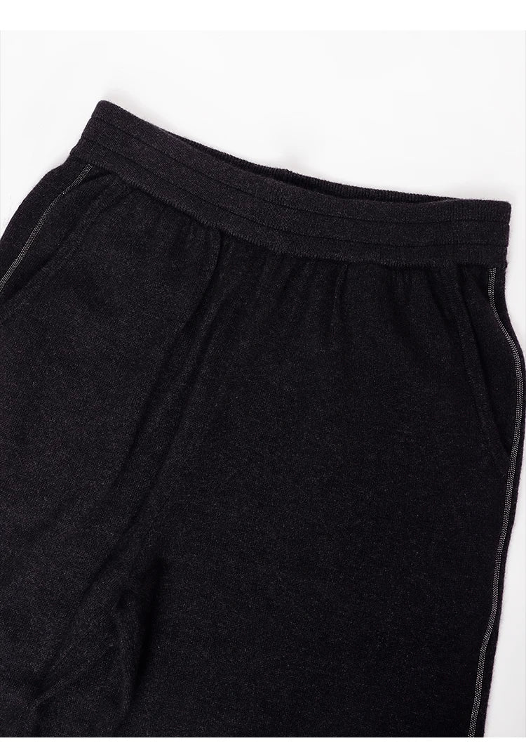 BC-210 Luxury Clothes Elastic Waist Solid Color Casual 100% Cashmere Trousers For Women  Women's Pants & Trousers