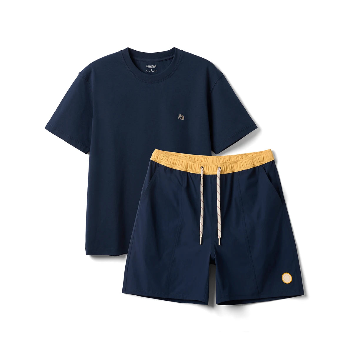 SIMWOOD 2025 Summer New  Men's T-Shirts and Shorts Set Summer Outfits Fashion Casual Short Sleeve Suit